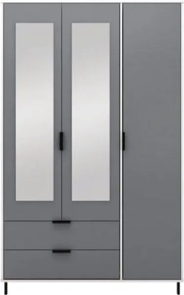 Eton 3 Door Grey White Gloss MDF 3D Effect Hinged Wardrobe