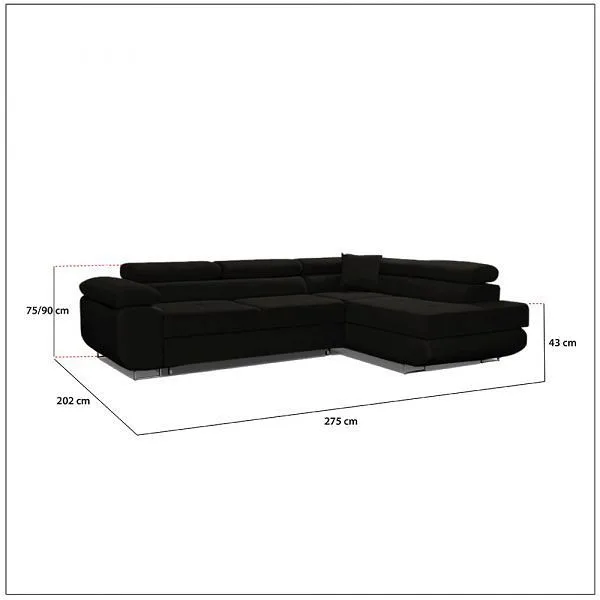 Napar Black Corner Sofa Bed