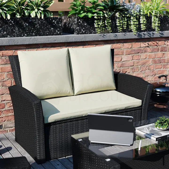 Mortal 4 Seater Rattan Set, Black