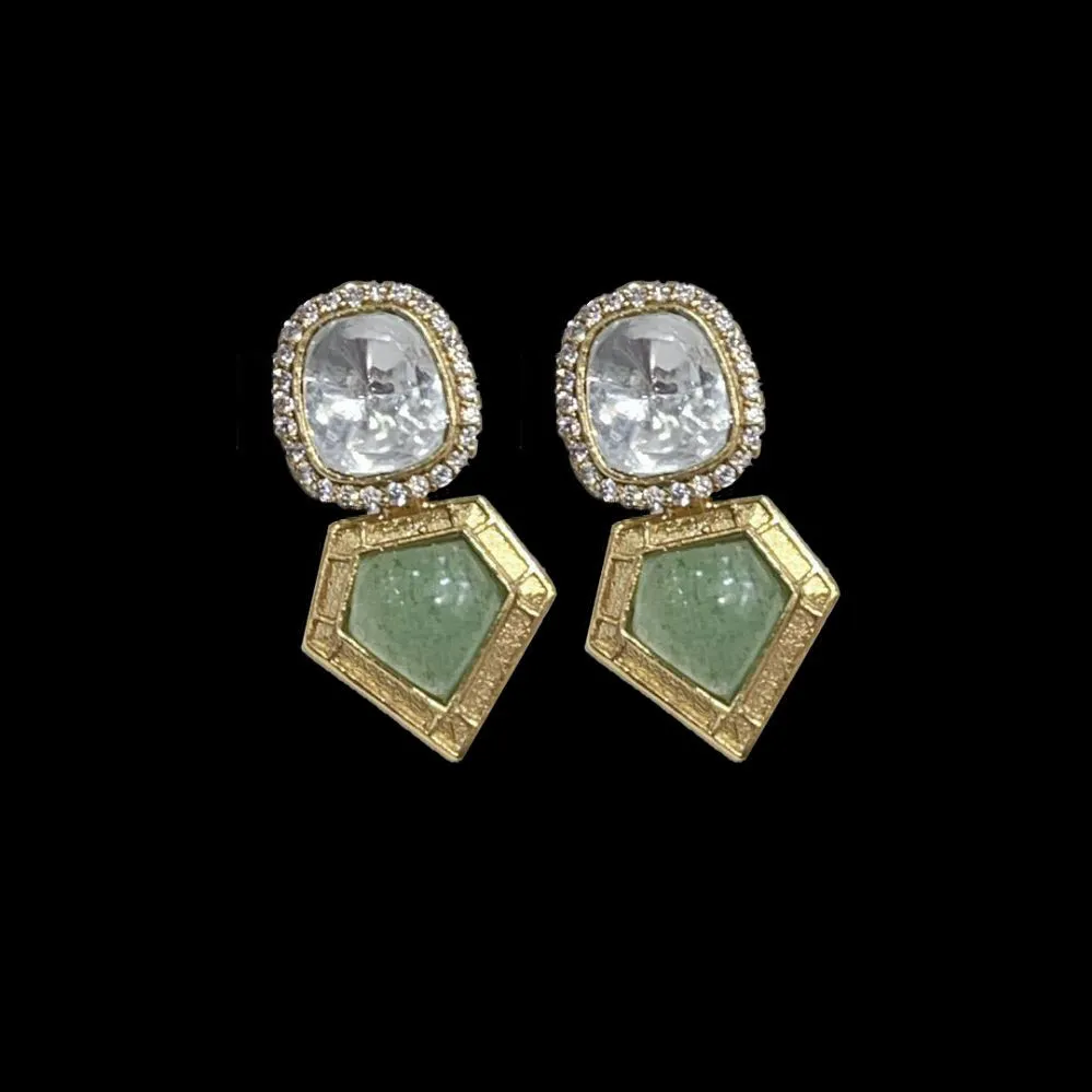 Iraj Polki Earrings Mint Green