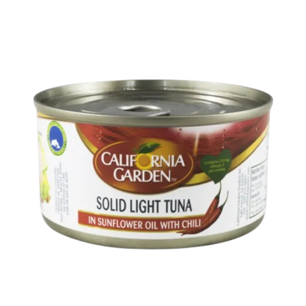 California Garden Slid Lght Tna in Sunflower Oil with Chilli 185g