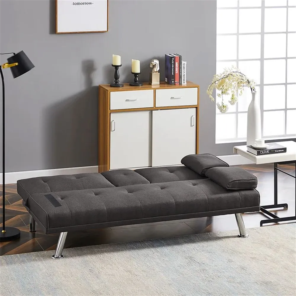 3D Fabric 3 Seater Sofa Bed Grey