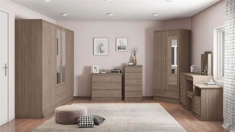 Eton 2 Door  Rustic Oak Effect MDF 3D Effect Hinged Wardrobe