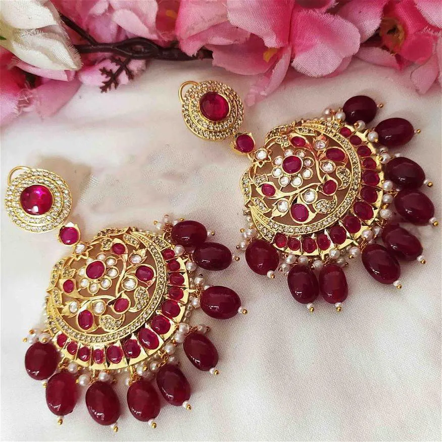 Amara Polki Earrings - Ruby