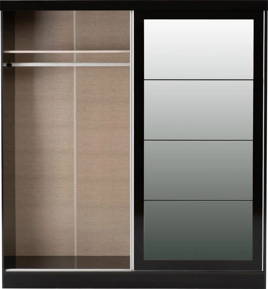 2 Door Sliding Wardrobe Black Gloss