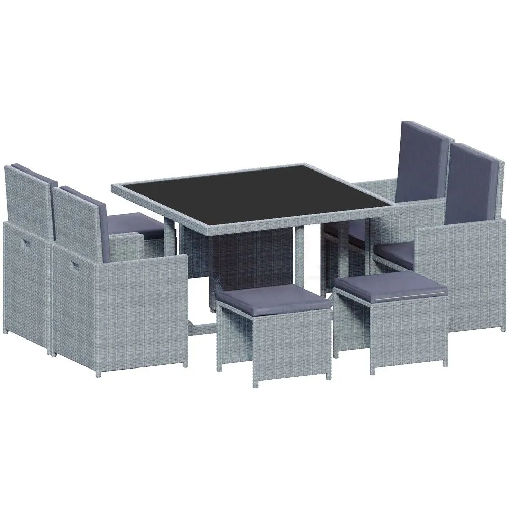 Fort 8 Seater Rattan Set, Grey