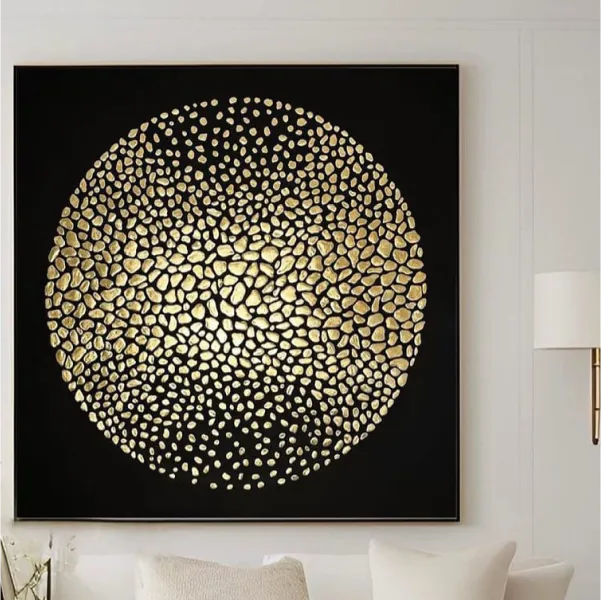 Black And Gold Rock Textured Wall Piece