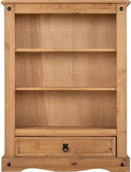 1 Drawer Bookcase Distressed Waxed Pine