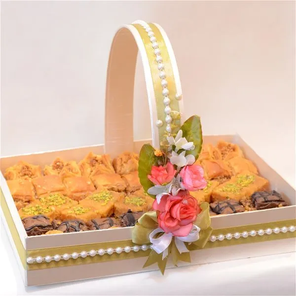 Fancy Basket With Mix Arabian Sweets