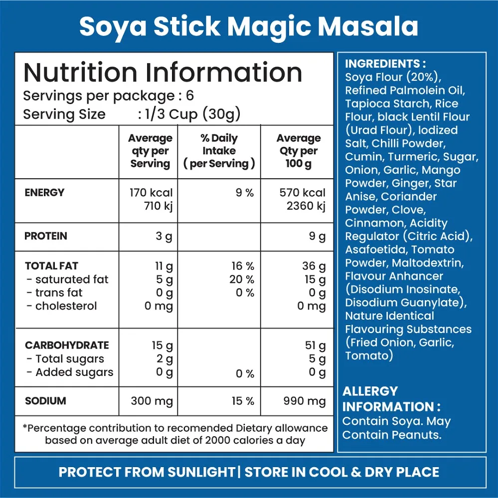 JABSON SOYA STICKS MAGIC MASALA 180 GM