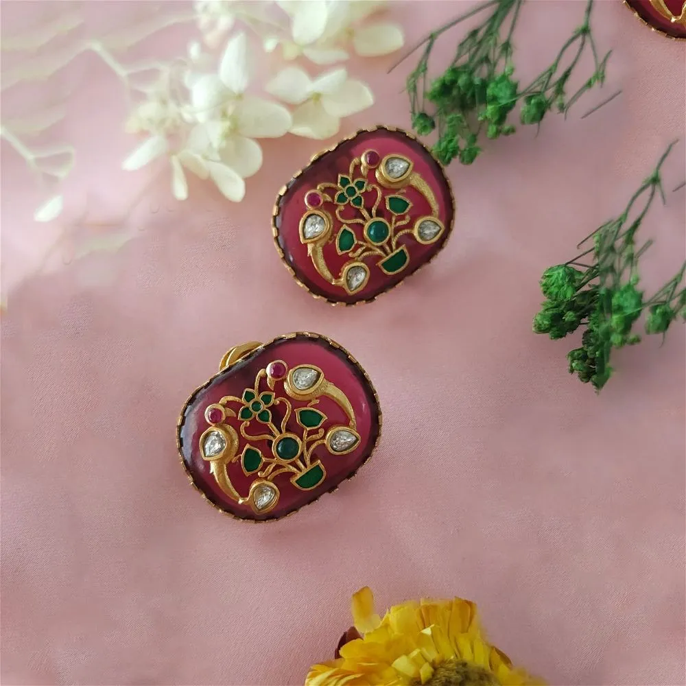 Nadia Fusion Inkari Earrings Ruby