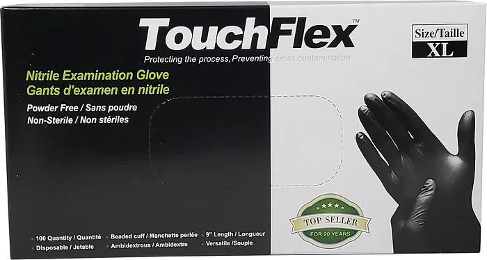 Nitrile Gloves Black - Large - TouchFlex