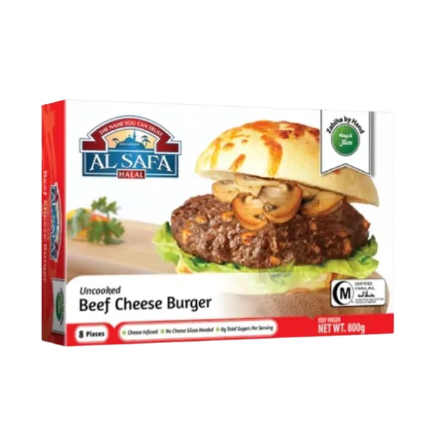 Alsafa Uncooked Beef Cheese Burger 8pieces 800g