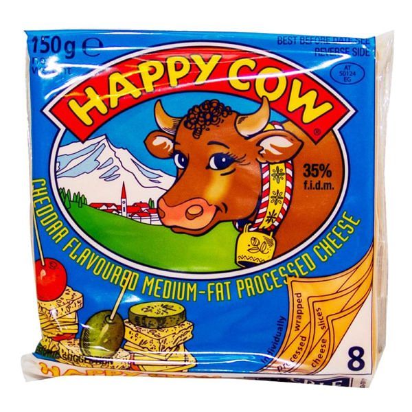 Happy Cow Slice Yellow Cheddar 150Gm