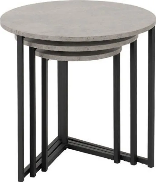 Round Nest Of Tables Concrete Effect Black