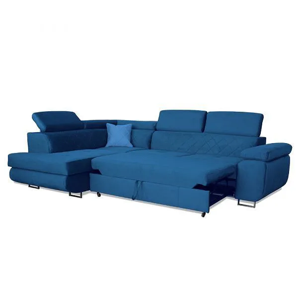 Ameca Blue Corner Sofa Bed