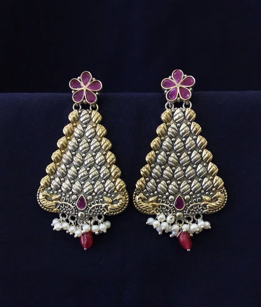 Afghani Earrings Dual Tone Ruby