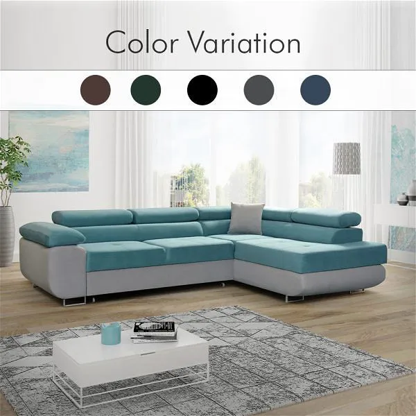 Napar Sky Blue Corner Sofa Bed