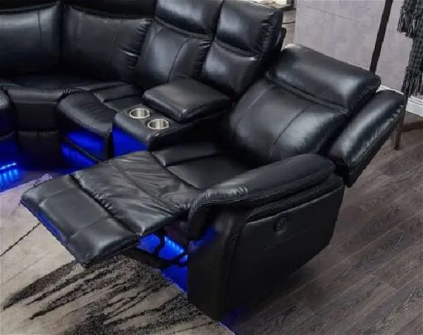 Nador Recliner Sofa Black With Led Lights