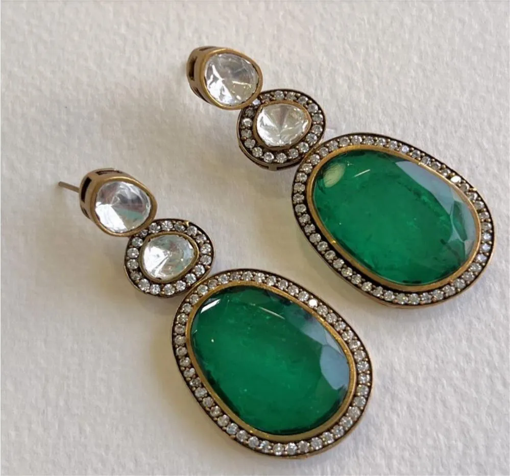 Aeseman Polki Earrings Green