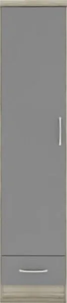 Kelso 1 Door 1 Drawer Wardrobe Grey Gloss Light Oak Effect Veneer