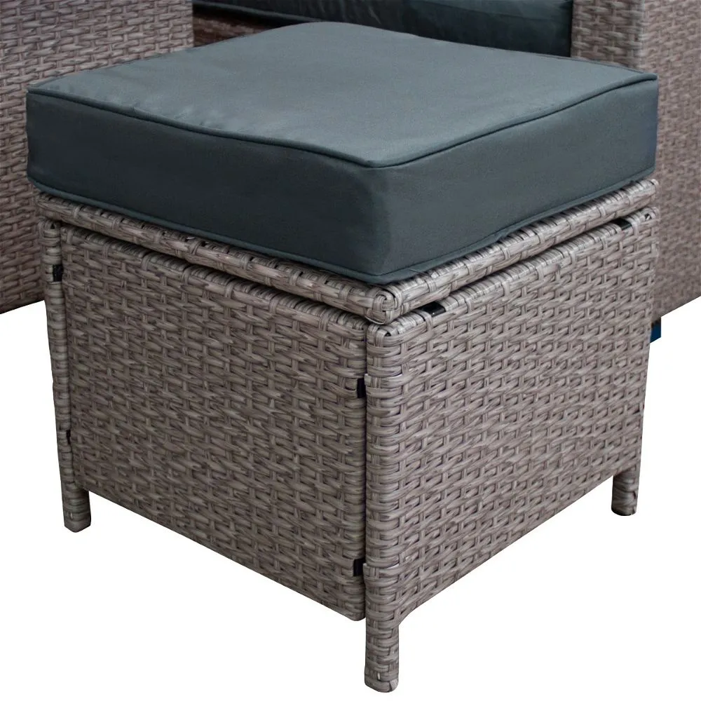 Family Rattan Corner Set - Grey