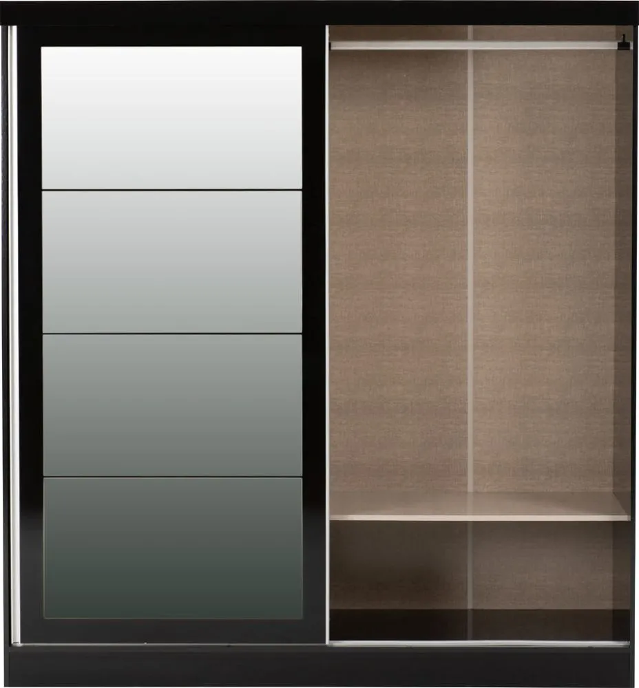 2 Door Sliding Wardrobe Black Gloss