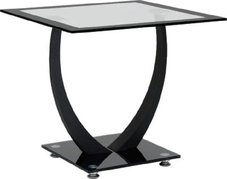 Lamp Table Clear Glass Black Border Black Glass