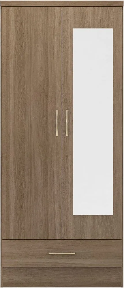 Eton 2 Door  Rustic Oak Effect MDF 3D Effect Hinged Wardrobe