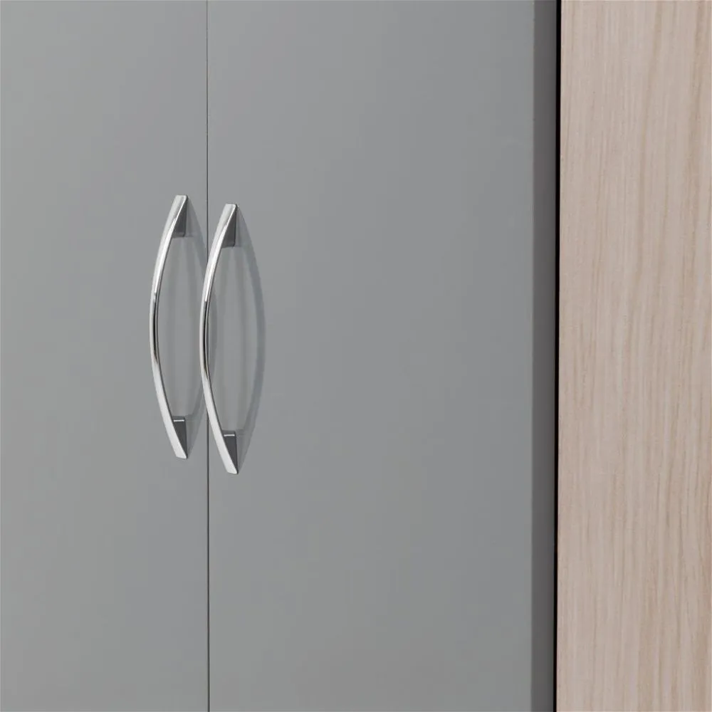 2 Door Corner Wardrobe Grey Gloss Light Oak Effect Veneer