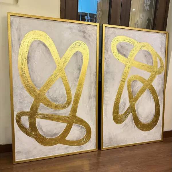 White And Gold Textured Painting