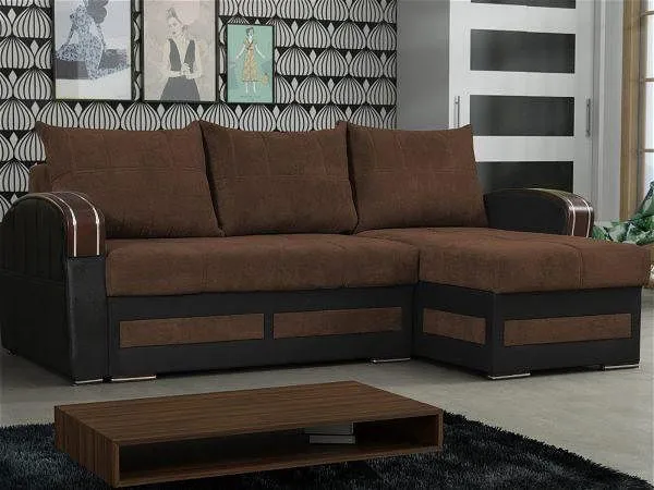 Esira Brown L Shape Sofa Bed