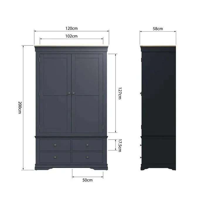 Wilga Grey And Oak 2 Door Wardrobe