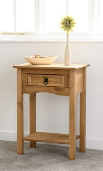 1 Drawer Console Table With Shelf Distressed Waxed Pine