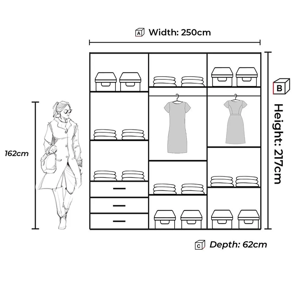 Wave II Sliding Wardrobe 250cm White