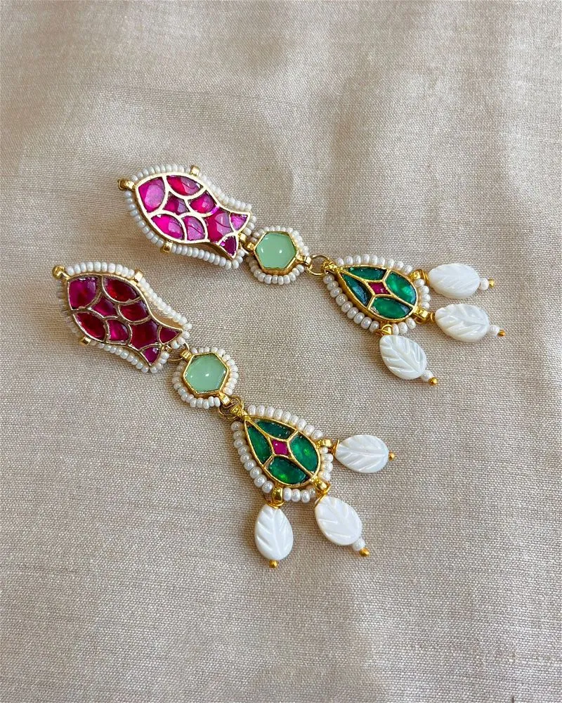 Pacchi Kundan Fish Earrings Ruby