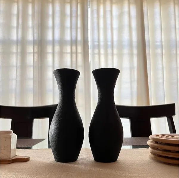 Textured Black Vase Set