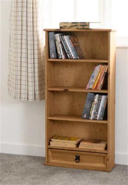 1 Drawer DVD Rack Distressed Waxed Pine