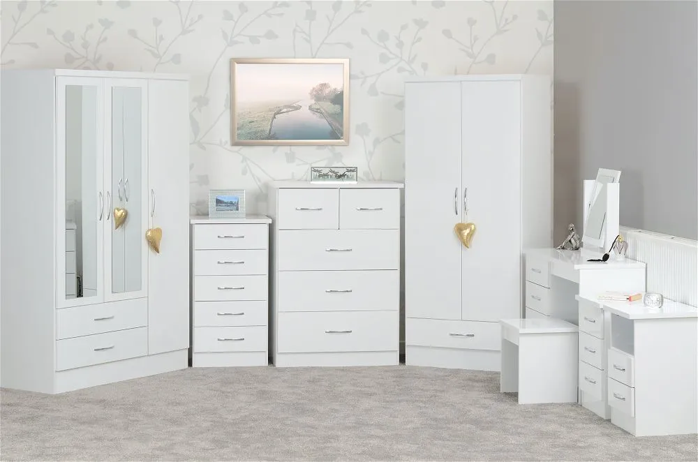 Eton 4 Door White Gloss MDF 3D Effect Hinged Wardrobe