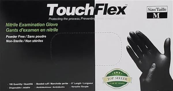 Nitrile Gloves Black - Medium - TouchFlex