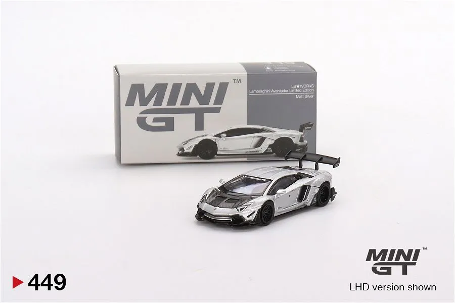 MINI GT | LAMBORGHINI AVENTADOR LBWORKS LIMITED EDITION | MATTE SILVER