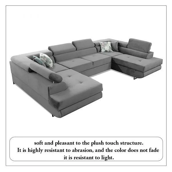 Takum Grey U-Shaped Sofa Bed