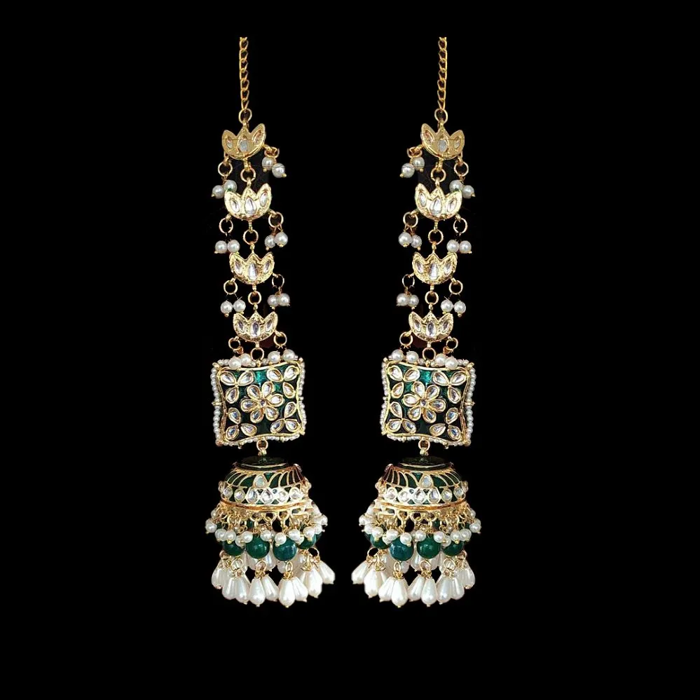 Jameela Meenakari Jhumka with Sahara Emerald Green