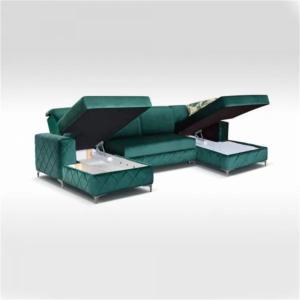 Isoka Green Corner Sofa Bed