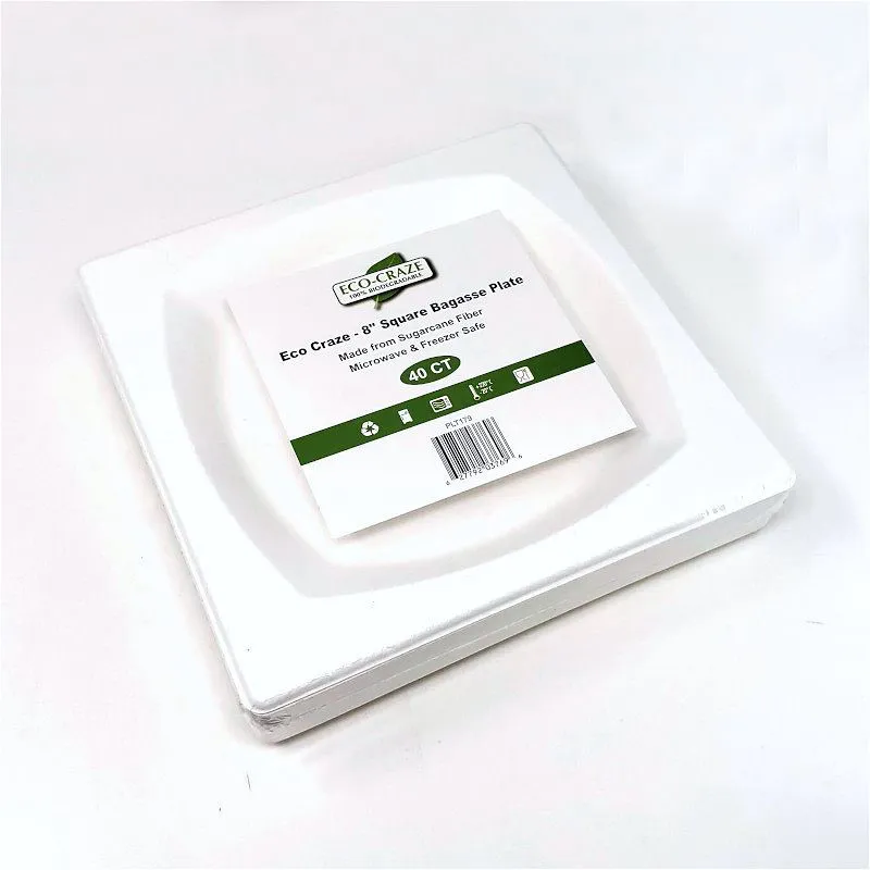 Eco-Craze 8'' Square Plate 40 Pcs