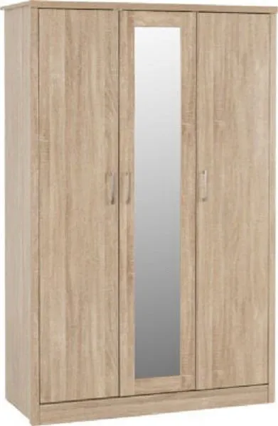 3 Door Wardrobe Light Oak Effect Veneer