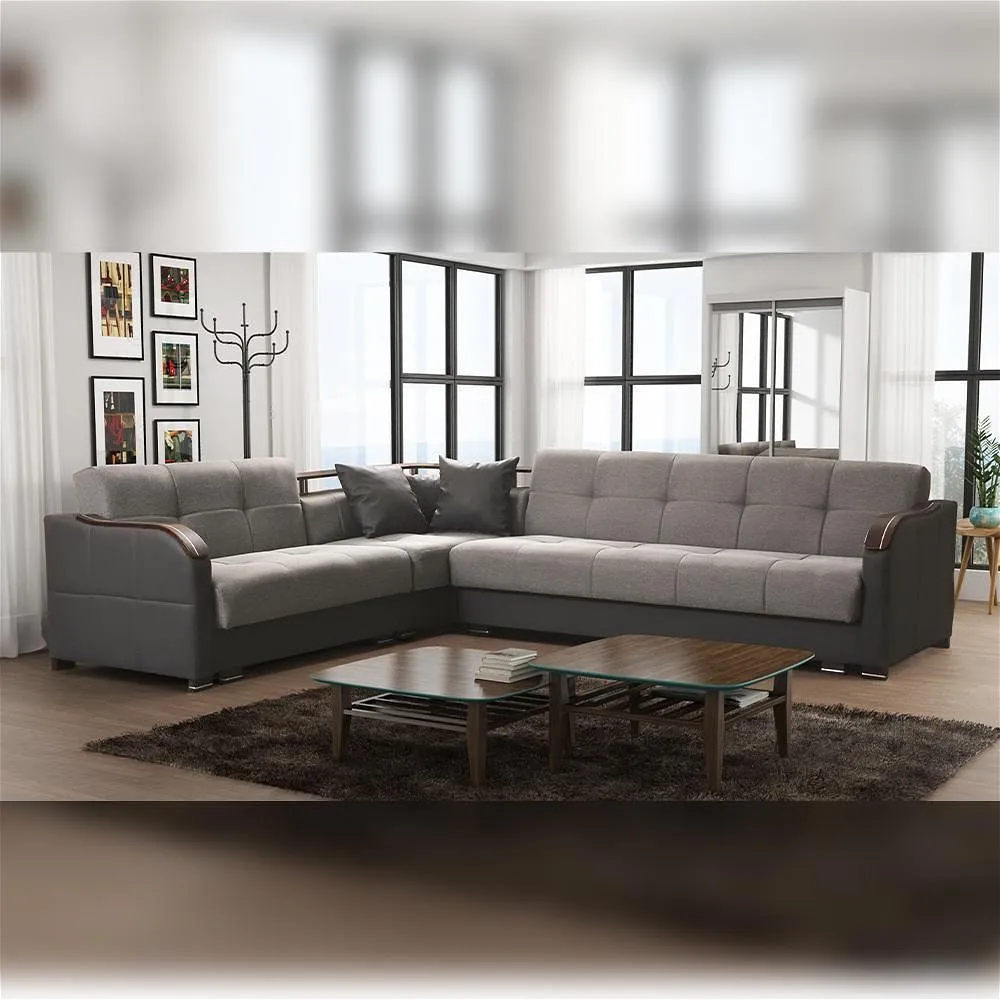 Larvik Grey And Brown Corner Sofa Bed