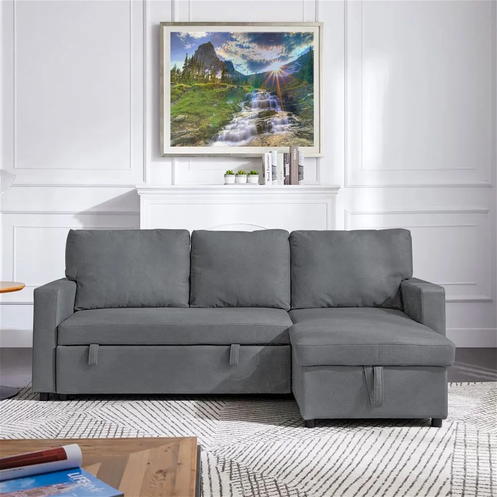 L Shaped Corner Sofa Bed Grey