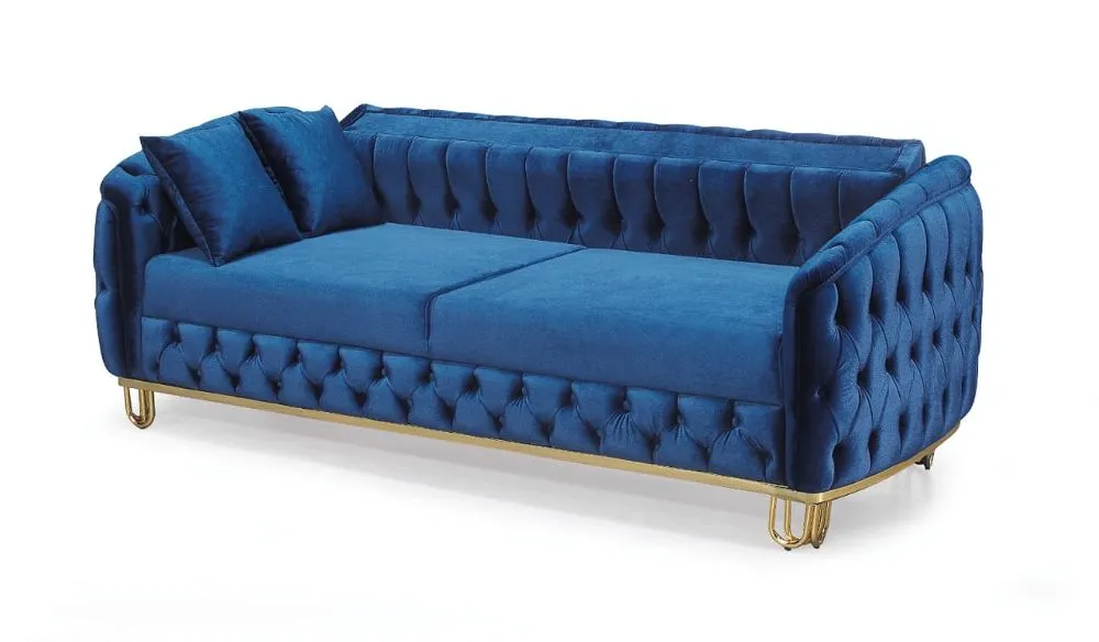 Lux Blue Chesterfield Sofa Set