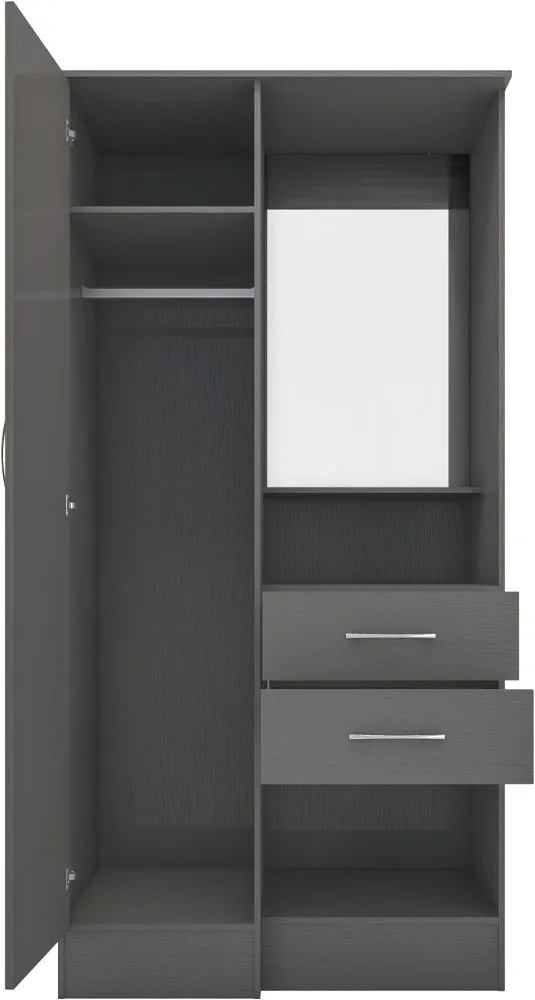 Scon 1 Door Wardrobe 3D Effect Grey